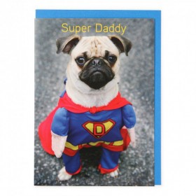 Superman Pug Dad Birthday Card