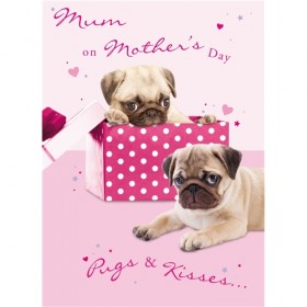 Pugs & Kisses Mothers Day Card