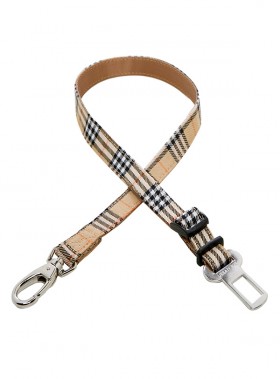 Urban Pup Beige Tartan Checked Seat Belt One Size