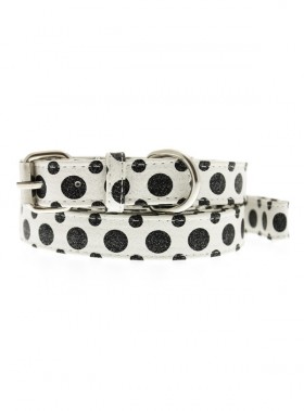 Urban Pup Black & White Polka Dot Collar & Lead Set