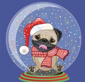 Snow Pug Christmas Card