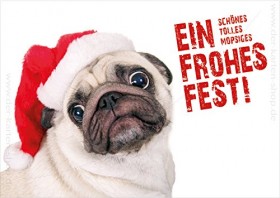 German Pug Christmas Postcard