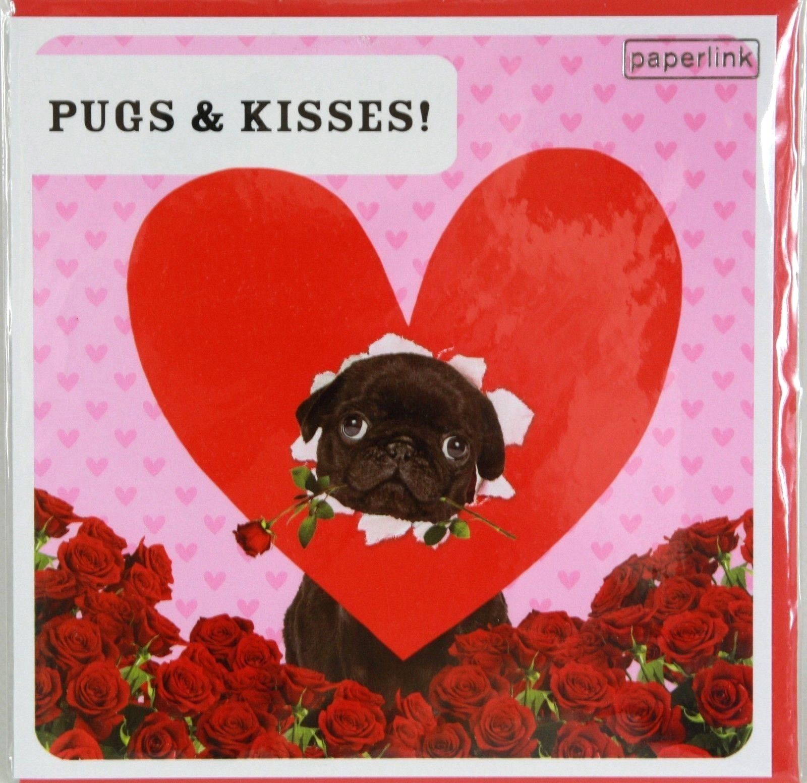 Black Pug Valentines Day Card I Love Pugs