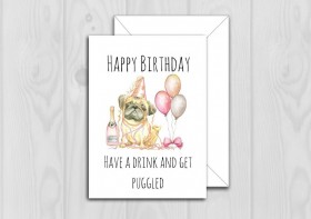 Funny Pug Birthday Card