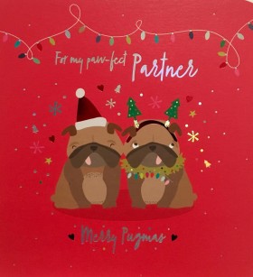 Luxury Large Pug Partner Christmas Card