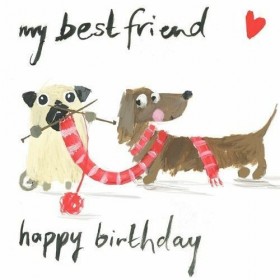 Pug & Dachshund Birthday Card